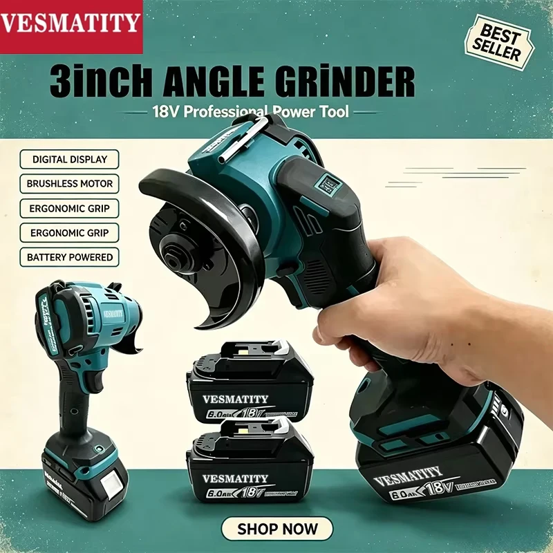 Brushless Angle Grinder Battery Powered - Smerigliatrice angolare mini senza spazzole con
